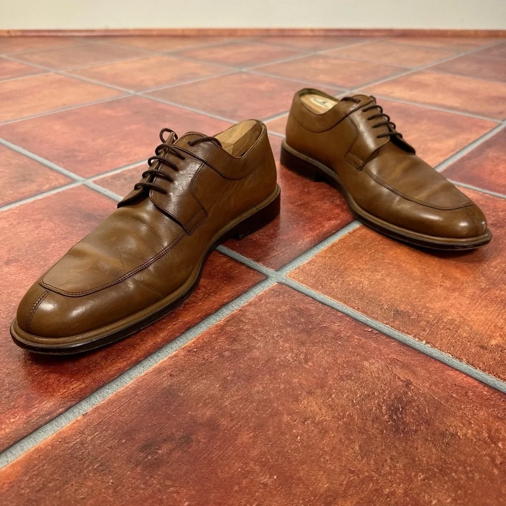 Mezlan Brown Leather Derby Shoes Size 10
